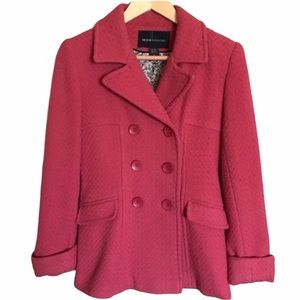 Vintage MODA Coat Thick Jacket Double Breast Quilted Wool Cottagecore Pink Lined